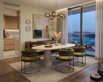 Travertine Oval Dining Table, Customizable  - Unique and Elegant Design