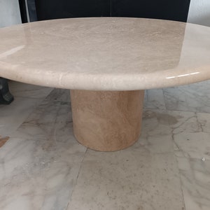 Round Travertine Coffee Table for Living Room, Modern Living Room Furniture