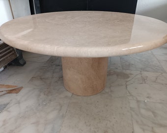 Handmade Round Travertine Coffee Table: Modern Living Room Furniture (76cm x 36cm)