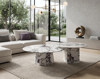Handmade Calacatta Viola Marble Coffee Table: Natural Stone