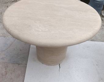 Handmade Travertine Coffee Table Set: Modern Round Living Room Furniture