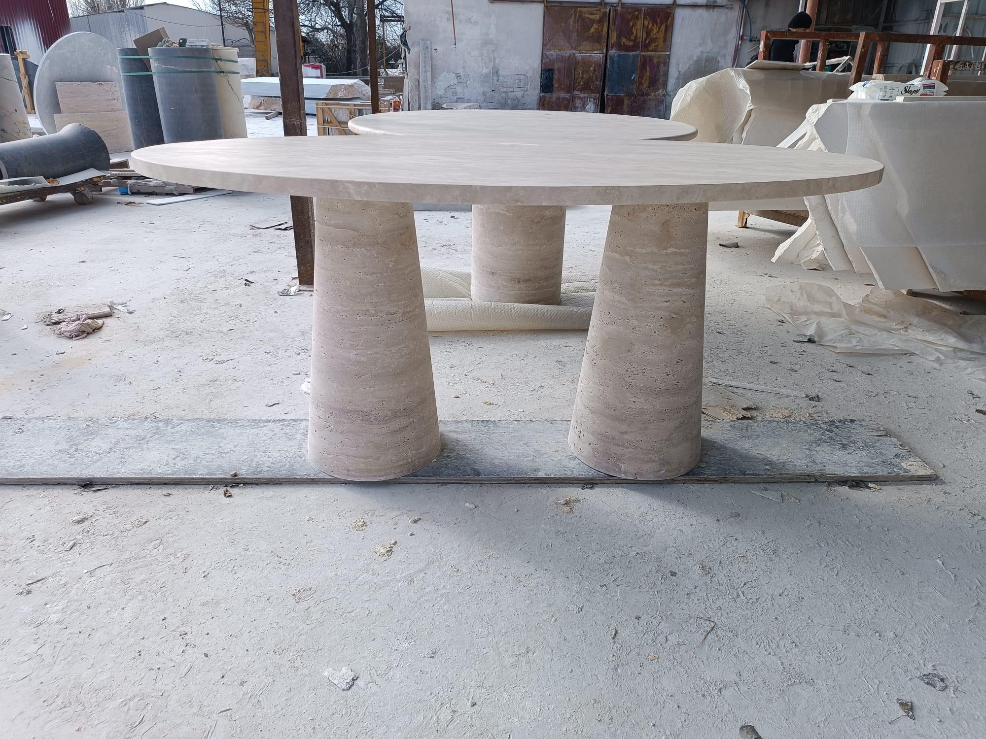 Travertine Oval Dining Table, Customizable  -For City Darling