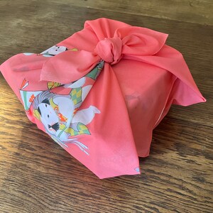 Kids samurai roleplaying Japanese vintage furoshiki