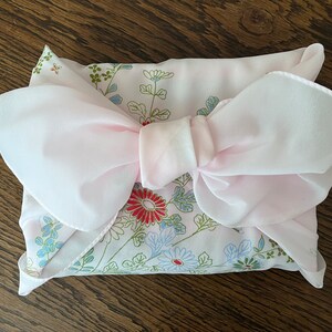 KIKU pretty chrysanthemum pink furoshiki - Vintage from Japan