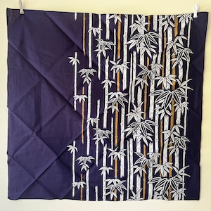 Bamboo pattern Japanese vintage furoshiki - Japanese indigo colour
