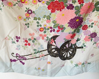 HANAGURUMA flower cart Japanese vintage silk furoshiki