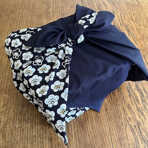 UME MON furoshiki - Ume plum pattern Japanese vintage furoshiki - Japanese indigo colour