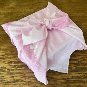 Ume plum flowers and cranes in the pink sky - Spring furoshiki - Japanese vintage reusable gift wrap