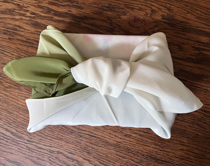 Gradient matcha green bokashi Japanese vintage furoshiki, reusable gift wrap