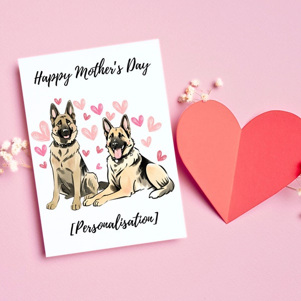 Personalised 2 German Shepherd Family / 2 Alsatian Family - Perfect for that Special Someone on Mother's Day or Any Occasion