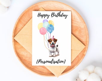 Personalised Cute Jack Russell Terrier Happy Birthday Greeting Card