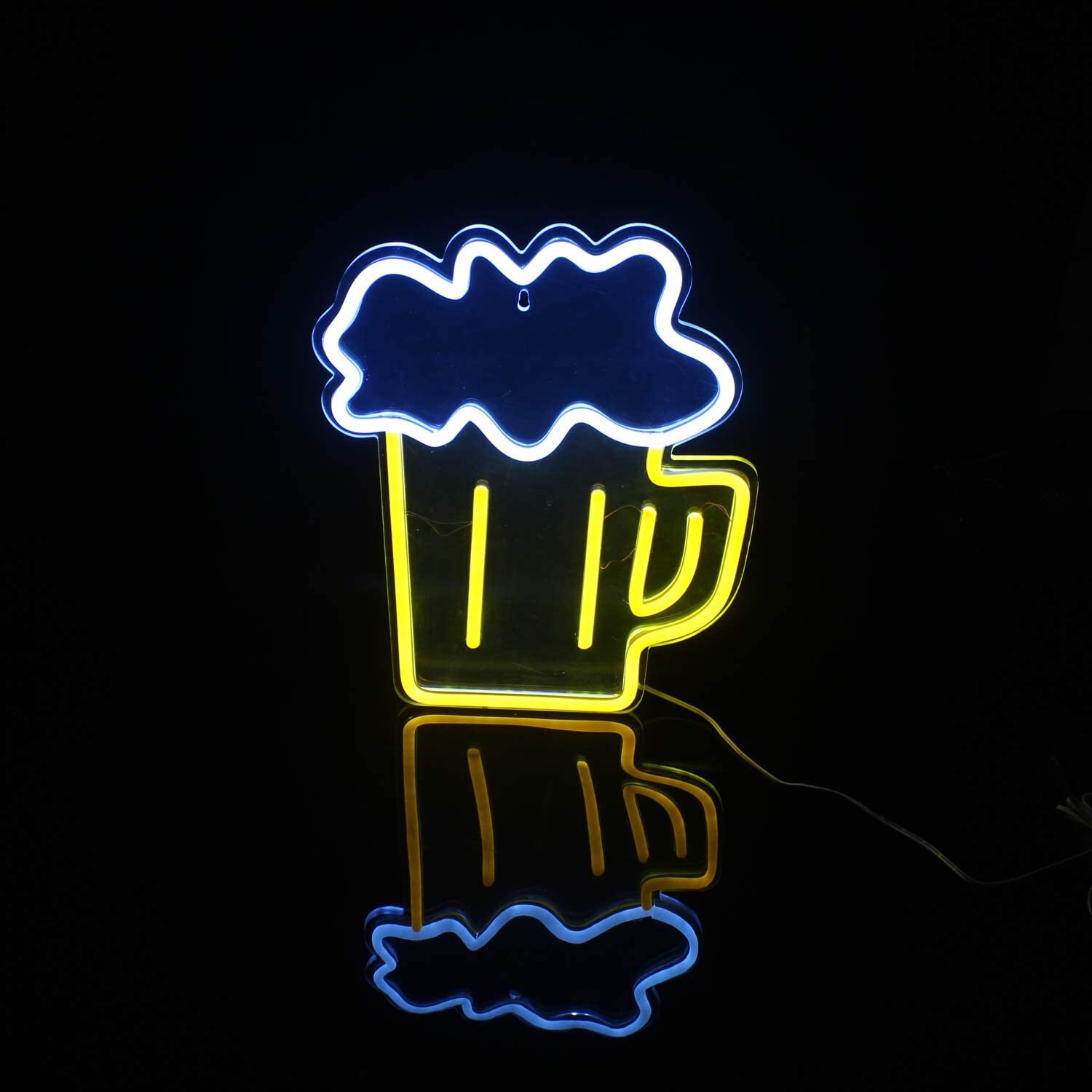 Beer Shaped Neon Sign Led Neon Light Yellow White Decorative Etsy