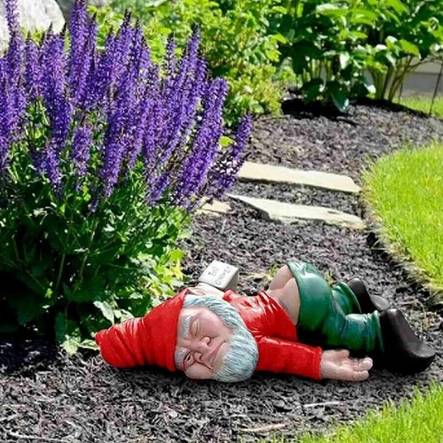 Funny Garden Ornaments Drunk Fall Down Gnome Dwarfs Statue Etsy