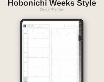 Hobonichi Weeks Style Digital Planner | Undated Weekly Planner | Goodnotes, Notability, Ipad | Mon and Sun start