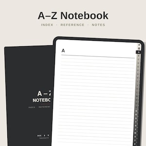 Digitaal AZ-notitieboek voor iPad en GoodNotes | Gelinkte referentienotitieblok met tabbladen | 66 sjablonen, 100 pagina's — Ink & Stone