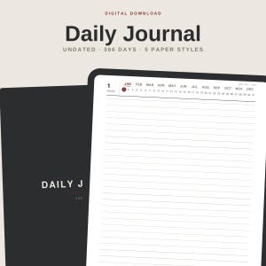 Diario personal para GoodNotes / Sin fecha, 366 días, 5 estilos de papel (Descarga digital)