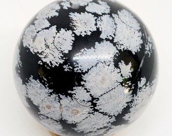 228g Snowflake Obsidian Crystal Sphere