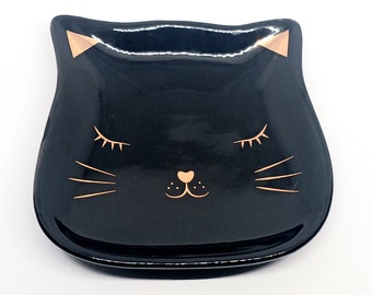 Ceramic Black Cat Small Altar Plate