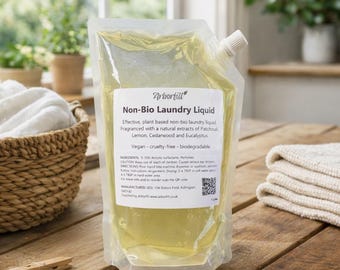 Natural Non-Bio Laundry Detergent 1L: Plant-Based, Naturally Scented Family Safe Clothes Detergent, Non-Toxic Eco Laundry Liquid Refill