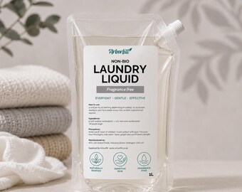 Unfragranced Non-Bio Laundry Liquid Refill | Sensitive Skin Detergent | Eco Friendly Washing Liquid | Baby Safe Laundry | Plant Based Cleane