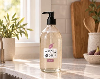Fig Hand Soap in Refillable Glass Bottle | Plant-Based Liquid Hand Wash | UK Made | Refills Available