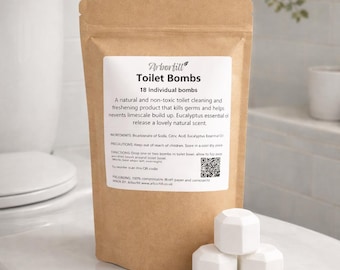 Toilet bombs (18), Natural Toilet Cleaning and Freshening, Toilet Fizzies, Toxic-free Toilet Cleaning, Toilet Descaler and Deodoriser