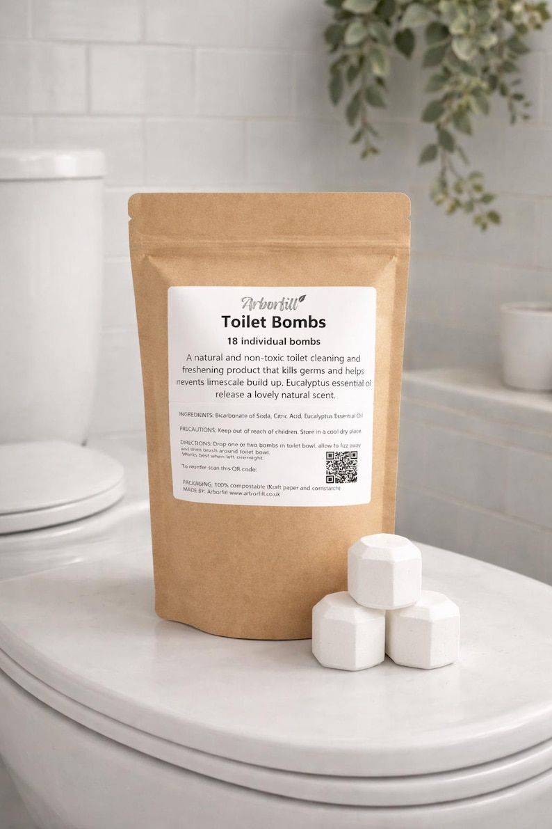 Toilet bombs (18), Natural Toilet Cleaning and Freshening, Toilet Fizzies, Toxic-free Toilet Cleaning, Toilet Descaler and Deodoriser immagine 1