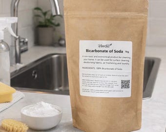 Bicarbonate of Soda 1kg | Natural Cleaning Powder | Baking Soda for Cleaning, Deodoriser, Eco Household Cleaner | Plastic Free Pouch