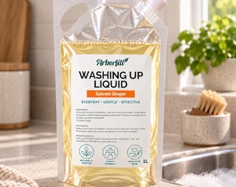 Spiced Ginger Washing Up Liquid 1L | Plant-Based Dish Soap | Eco Refill | UK Made
