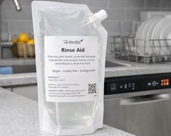 Eco-Friendly Rinse Aid 1L Refill - Plant Based NonToxic Rinse Aid for Dishwashers,  Refill Pouch
