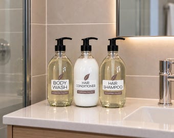 Natural Hair and Body Care Set | Shampoo, Conditioner, Body Wash (Choose Scent)
