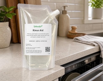Eco-Friendly Rinse Aid 1L Refill - Plant Based NonToxic Rinse Aid for Dishwashers,  Refill Pouch