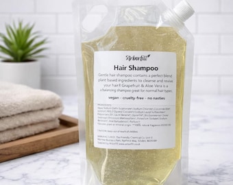 Natural Shampoo UK Silicone Free 1 Ltr Refill  | Gentle Cleansing Hair Shampoo | Sensitive Scalp Hair Care | Low Tox Beauty
