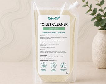 Recambio de limpiador de inodoros natural / Limpiador de inodoros ecológico / 1 L sin perfume o con eucalipto / Descalcificador de origen vegetal / Bolsa de recambio