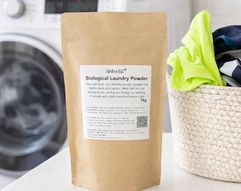 Biological Laundry Powder 1kg | Naturally Scented Laundry Detergent | Vegan Eco Friendly Washing Powder | Plastic Free Pouch