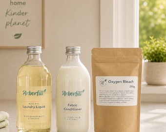 Eco Friendly Laundry Starter Kit | Non Toxic Laundry Detergent & Fabric Conditioner | Natural Stain Remover | Low Tox Laundry Bundle