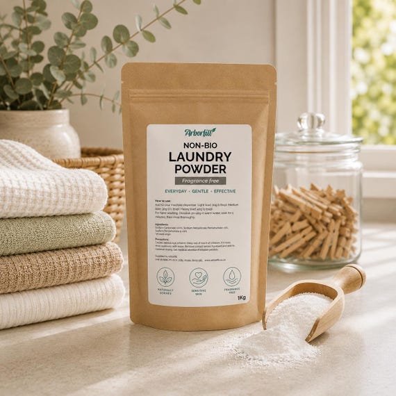 Non-Bio Laundry Powder | Unscented, Sensitive Skin, Vegan, Eco Friendly (1kg)