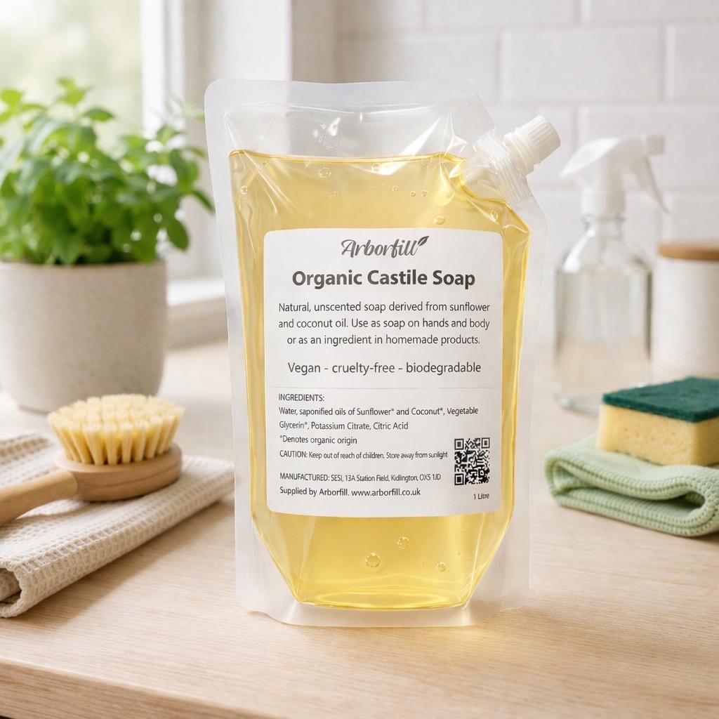Organic Castile Soap 1Litre, Natural Unscented, Concentrated Plant Based  Cleaning, Non-Toxic Ingredient for DIY Home Products and Soaps