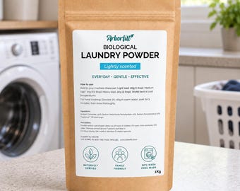 Biological Laundry Powder 1kg | Lightly Scented, Vegan, Eco Friendly, Plastic Free Pouch