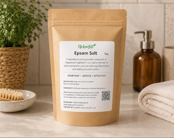 Epsom Salt 500g / 1kg | Pure Magnesium Sulphate Bath Salts | Natural Bath & Foot Soak | Plastic-Free Pouch