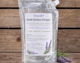 Eco-Friendly Multi Surface Cleaner: Natural Lavender / Rosemary Scent, Plant Based Cleaning, Non-toxic, 1L Refill Pouch