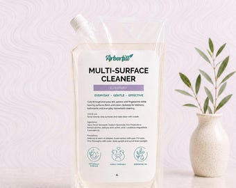 Eco-Friendly Multi Surface Cleaner: Natural Lavender / Rosemary Scent, Plant Based Cleaning, Non-toxic, 1L Refill Pouch