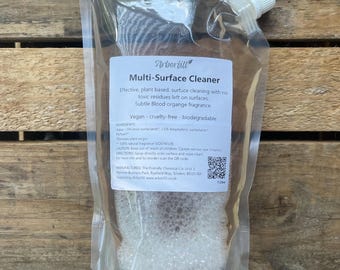 Non-Toxic Multi Surface Cleaner: Blood Orange Scent, Plant Based 1L Refill