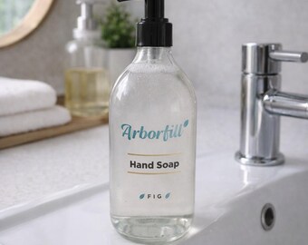 Eco Hand Soap, Naturally Scented Fig, Refillable Glass Bottle, Plant Based & Non-Toxic Hand Wash, UK Made