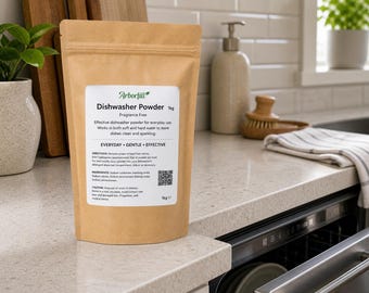 Unfragranced Dishwasher Powder 1kg | Non-Toxic Dishwashing Detergent | Eco-Friendly, Sensitive Skin Safe | Plastic-Free
