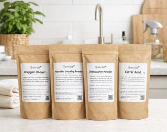 Non Toxic Cleaning Starter Kit | Fragrance Free Cleaning Bundle | Natural Laundry, Dishwasher & Limescale Cleaner | Low Tox Home Essentials