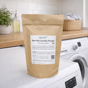 Naturally Scented Non-Bio Laundry Powder: Eco-Friendly, Vegan and Safe for Sensitive Skin, Plastic-Free Compostable Pouch