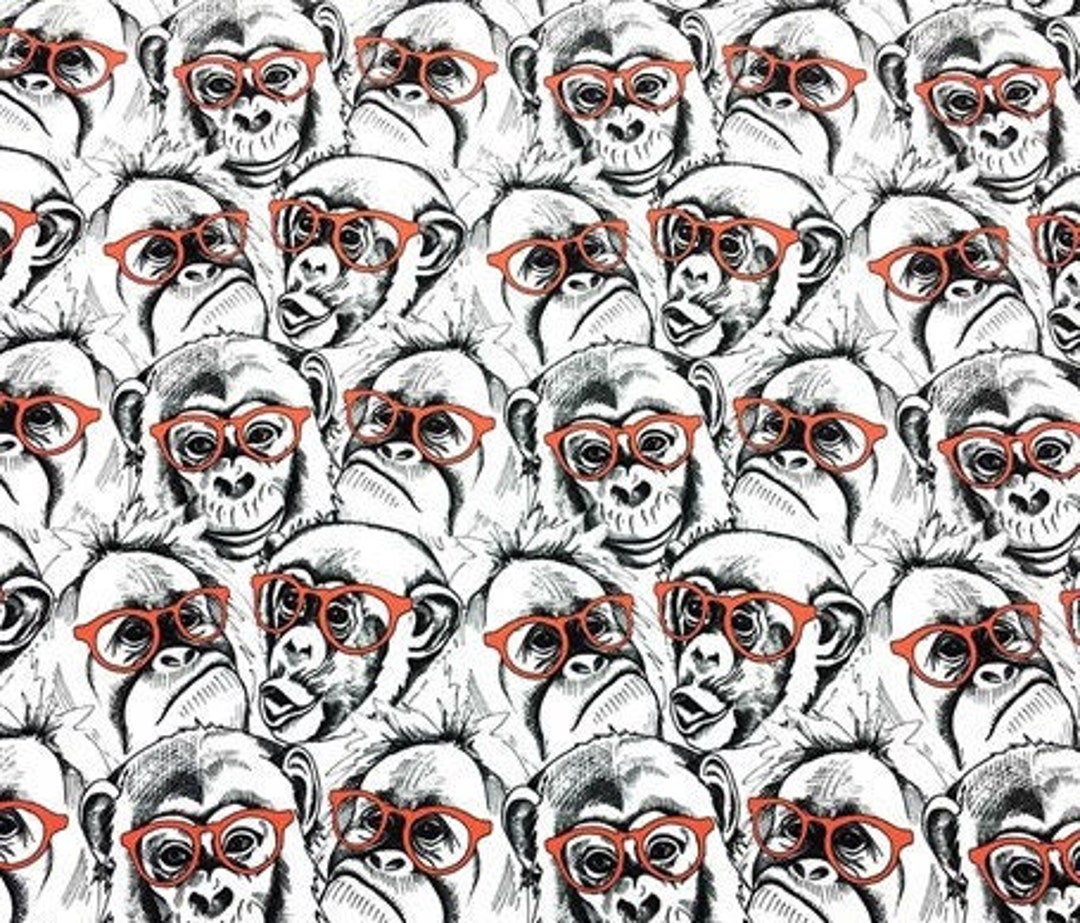 Cute Monkeys Upholstery Fabric Vibrant Colors Canvas Chair Etsy