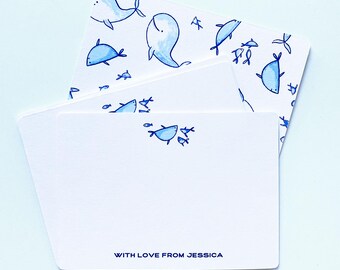 Personalised Thank You Note Cards: Ocean Life Handmade Stationery