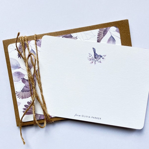 Gepersonaliseerde bedankkaarten, Flying Forest aangepaste notitiekaartenset, gepersonaliseerde briefpapiergeschenken, luxe handgemaakt briefpapier